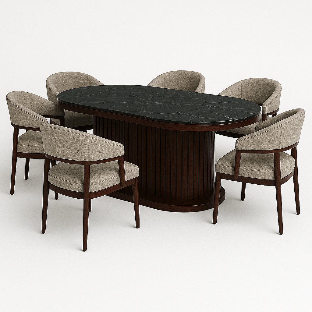 Ridge Dining Table - 6 Seater (Mahogany) - FOAB